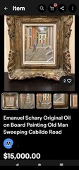 Emanuel Schary Original Oil on Board Painting of Rabbi, Rabin Walking. Judaica .