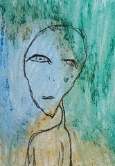 Portrait – Abstract Modern Art – Oil Chalk A4 Paper – Modern Art
