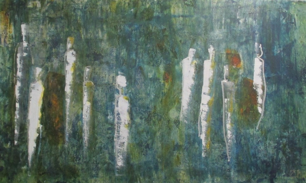 Oil painting abstract red blue white approx 150×85 stretched canvas filled