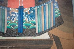 Vintage Chinese Scroll Painting of Empress Ancestor on Throne Chair Frame 26×16″