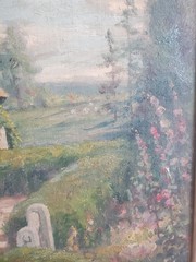 Alfred Addy ( Listed, Massachusetts 1866-1930) Idyllic Cottage Oil Painted 1926
