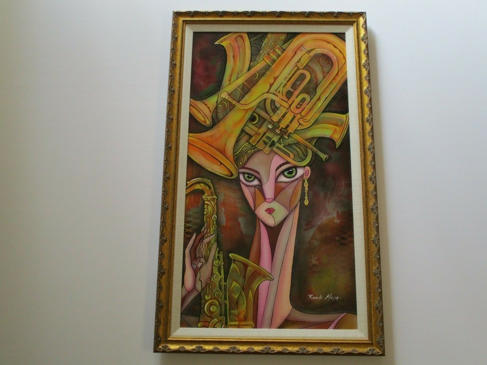 RICARDO MAYA PAINTING NICARAGUA RARE SURREALISM ABSTRACT CUBIST CUBISM MODERNISM