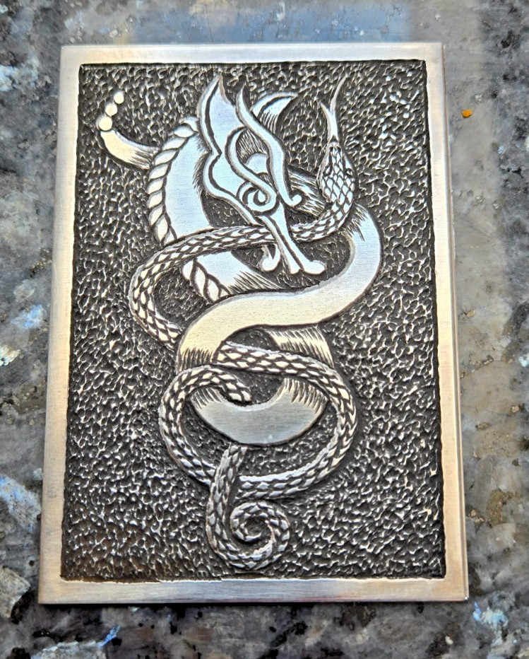 Celtic Horse Snake ACEO, Original OOAK Hand-Engraved #34 HN Free Shipping