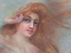JAMES ROSS BRYSON- ORIGINAL PASTEL (CHALK) PAINTING – BEAUTIFUL LADY IN WINTER