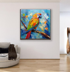 ORIGINAL Oil PAINTING on Canvas Parrot 12×12 in Textured Artwork Custom Order