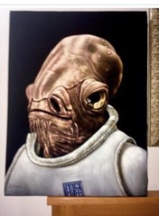Star wars Admiral Ackbar black velvet oil painting art.