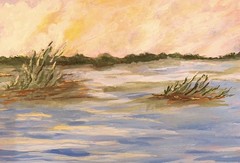 Original Painting Blue Heron In Swamp Waters 9×12” Ready To Frame FREE SHIPPING