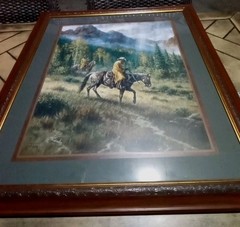 „Cowboys In The Rain“ By Jack Terry. Home Interiors 35″×42″ Wood Framed