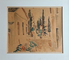 Leon (Arie) Fein: Street in Tel Aviv Center 1940 / Israeli Jewish Polish Modern