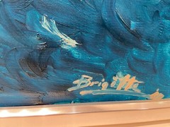 Vintage Painting ‚“Mediterranean Sea off the Italian Coast“ by Brigitte, Signed