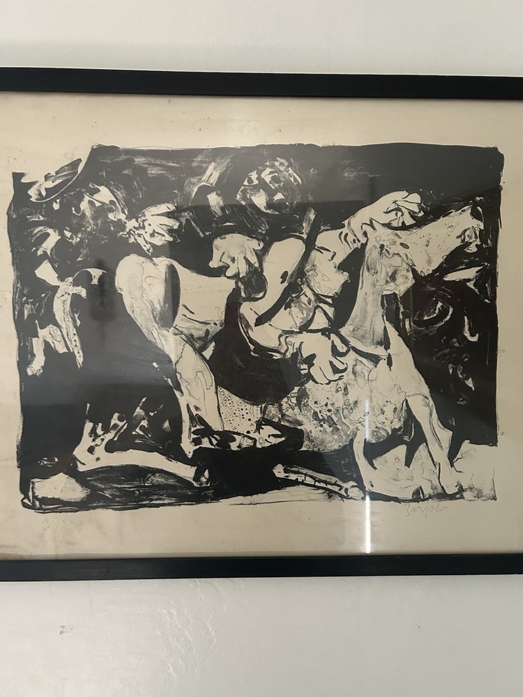 Original Juan Barjola Painting/sketch, Number 4/70 Signed. Framed.