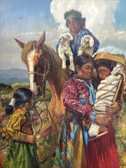 FIL MOTTOLA PAINTING FINEST NAVAJO FAMILY INDIAN NATIVE AMERICAN PORTRAIT FAMOUS