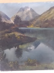 Mountain landscape with signature, oil on canvas.