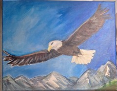 Original Eagle Expressionist 8×10 Acrylic Canvas Painting Signed Blue Wall Art