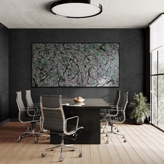 Original Abstract Painting One of a Kind Green Grey XXL Canvas Wall Art