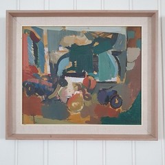 Ragnar Godin 1963 Vintage Swedish Abstract Oil Painting Original Modernist Art