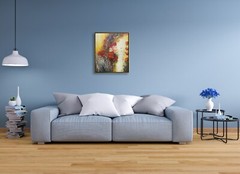 Hungryartist -Original Painting of Red Flowers on Canvas 20×24 Framed
