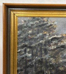 Vintage Original Impressionist Dark Moody Landscape Oil Painting Gilt Framed