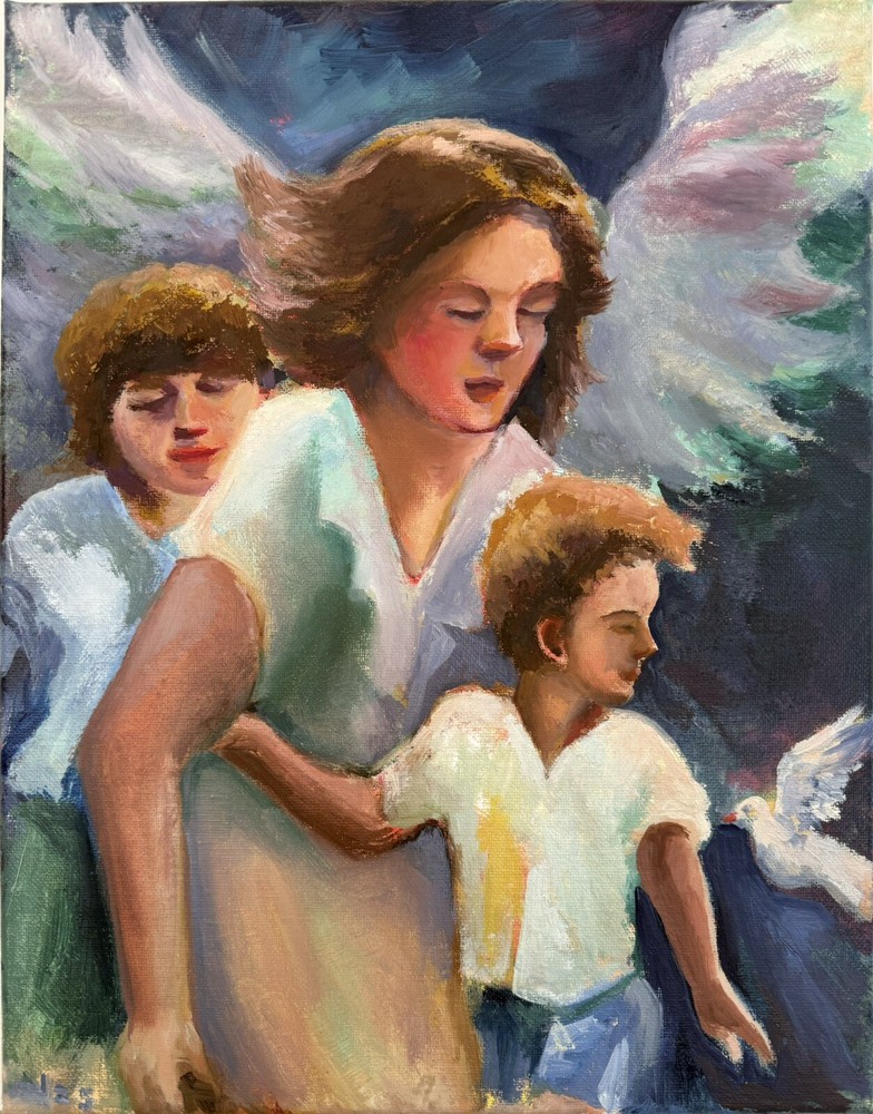 Angel, Original painting oil,11×14, Home GIFT, Christian Religious Spiritual Art