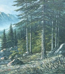 Olshof Stoltz (German), VTG c. 1950’s Ex. Large O/C „Mountain Lake Landscape“!