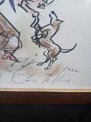 Vtg Elena Castellanos Argentina Gaucho Cowboy Painting Guitar 1/16 framed 27.5″