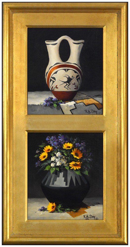 Rose Ann Day Two Original Oil Painting On Board Still Life Signed Signed Framed