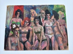 MID CENTURY DRAWING MODERNIST LISTED BILL VOSS EXPRESSIONIST WOMAN WOMEN 1960