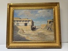 ANTIQUE HOPI PUEBLO PAINTING MATHIAS SANDOR NATIVE AMERICAN INDIAN LANDSCAPE OIL
