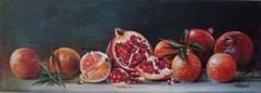 Painting „Pomegranates and Tangerines“/Art collection/oil/painting/handmade