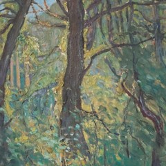 Mid-20th Century French Shades of Green Painting