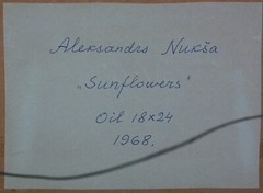 Rare Vintage Aleksandrs Nuksa „Sunflower“ Oil Painting Canvas on Board 1968
