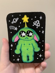 ACEO original, fun alien cartoon, 2.5 x 3.5 in acrylic painting