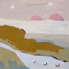 Small Modern Landscape Oil Painting OOAK Surreal Figurative 8×8 Aldo Cherres Art