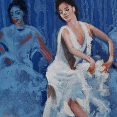 YARY DLUHOS Women Figures Ballet Dance Music Theater Original Art Oil Painting