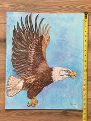 Original Oil on Board Lone Eagle by Geo. Wirth Bald Eagle Art
