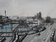 RARE 1958 HOWARD FOGG WATERCOLOR PAINTING YOUNGSTOWN SHEET TUBE CAMPBELL WORKS