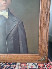 Antique 19th Century Oil Painting Portrait of a Young Boy in a Suit