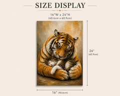 Original Hand-Painted Tiger & Cat Canvas Wall Art 16×24 Animal Painting