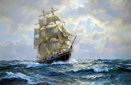 100% hand-painted sailing ship seascapeart boat oil painting on canvas