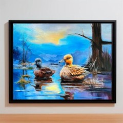 Original painting, 18×14 inches, Ducks Painting, Cute Ducks Home Decor, Artwork