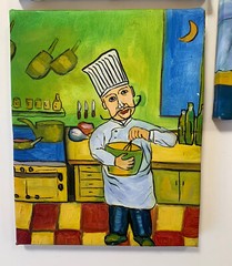 3 Painting Chef Kitchen Restaurant Waiter Service Cooking Decor Original