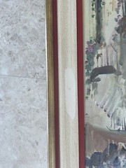 Italy Mid Century Impressionist Painting Village Street Flower Market Scene