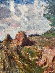 Impressionist Mogens Vantore 1895 – 1975 Summer Landscape With Heuhocken Oil
