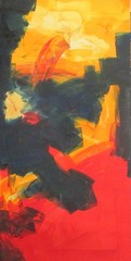 Oil Painting Abstract Red Blue Yellow 150×80 Stretched Canvas Spatulated