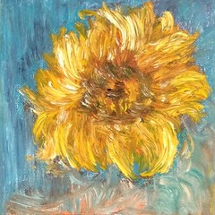 Captivating Oil Painting on canvas. Sunflower. ORIGINAL. Small Paintings 6×6 in
