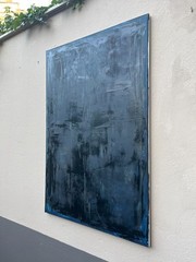 abstract oil painting black blue informal 120×80 gestural filled modern art