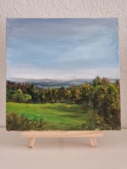 Original Oil Painting Landscape 10×10 Swiss Apls Handmade Art