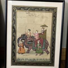 Indian Miniature Painting On Silk Framed In Mumbai EX 12 1/2″ X 14 1/2″