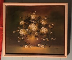 Nancy Lee Vtg Painting Daisys Flowers Floral 26x22in.
