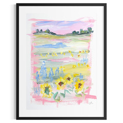 Original Hand Painted Landscape 9×12 Abstract Wall Art Pink Living Room Decor